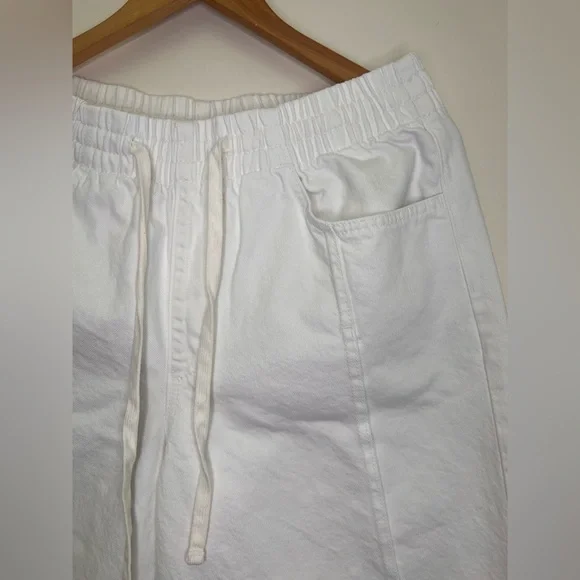 Universal Thread White Wide Leg Pants Drawstring Cotton Coastal Minimalist M - Picture 4 of 11